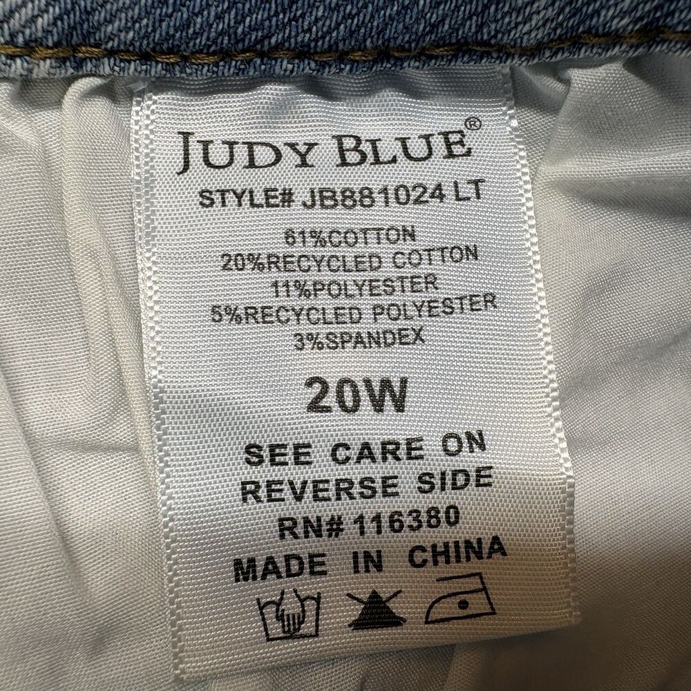 Judy Blue Size 20W Retro Wide Leg Jeans Light Wash High Rise Stretch Denim Boho - Picture 8 of 11